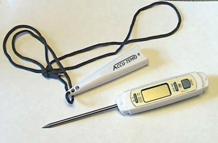 An instant-read digital thermometer is an essential kitchen tool.