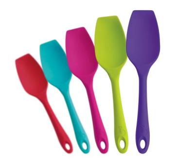 These one piece spatulas are sturdy and effective, with no nooks or crannies to trap food.
