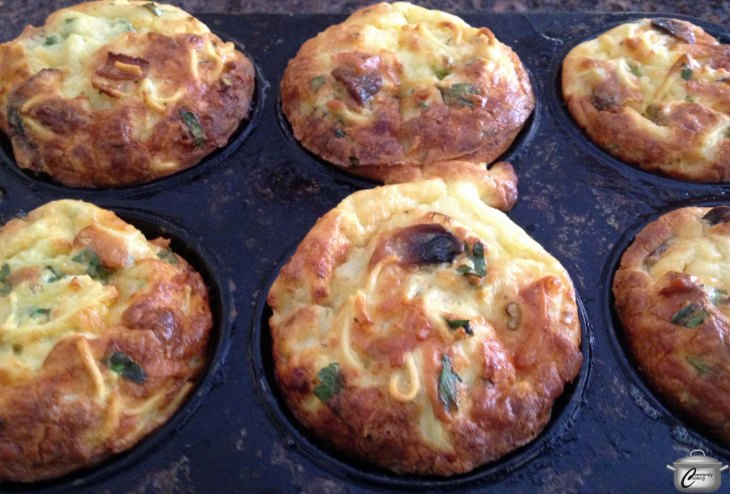 Mini-frittatas baked in a muffin tin are pretty and easy to serve. 