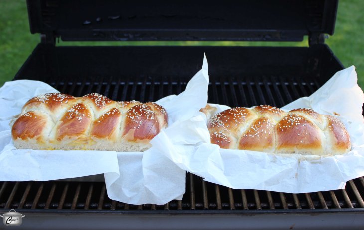 Yep. That's my bread for the next few days, baked on the barbeque, because my oven is fried. It actually worked really well, though I hope I don't have to make a habit of this...........