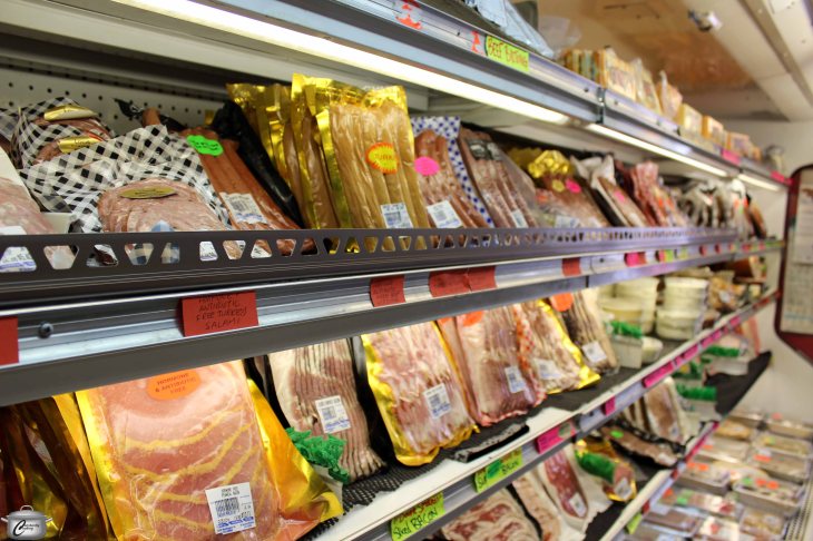 A wide range of premium packaged goods fill the coolers and shelves at Saslove's.