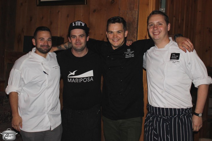Kyle Mortimer-Proulx, Danny Mongeon, Ian Reed and Stephen LaSalle served up ten delicious courses at the Flux 3 dinner, held at The Grange Winery in Prince Edward County.