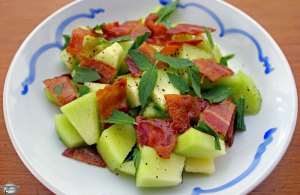 Sweet melon and crisp bacon make for a delicious, refreshing breakfast salad.