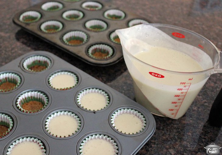 It's easier to pour the batter from a measuring cup when trying to fill small muffin tins.