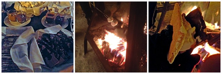 Making gourmet s'mores over a campfire as snow was falling was the perfect way to end our 'back to basics' day.