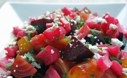 roasted beet and rhubarb salad