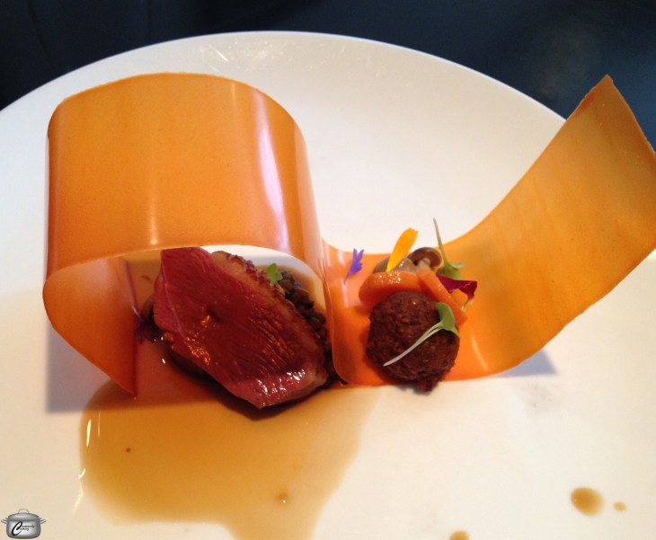 Chef Marc Lepine crafted a delicious dish in his signature playful style. I loved the dehydrated carrot "Roller Coaster" (his words) that was as tasty as it was visually appealing.