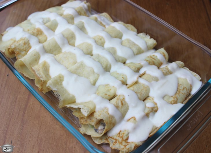 Assembled crepes can be refrigerated up to 8 hours before baking.