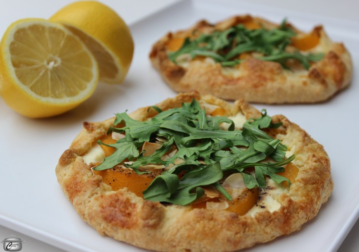Peach Tart with Ricotta Almonds and Arugula