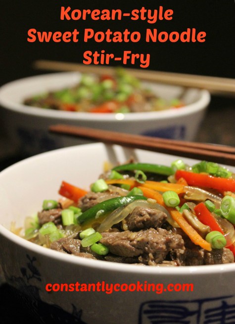 Korean-style sweet potato noodle stir-fry