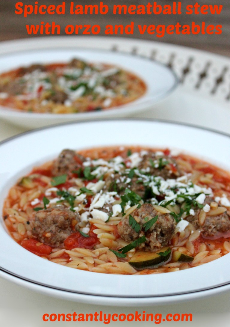 Spiced lamb meatball stew with orzo and vegetables Constantly Cooking
