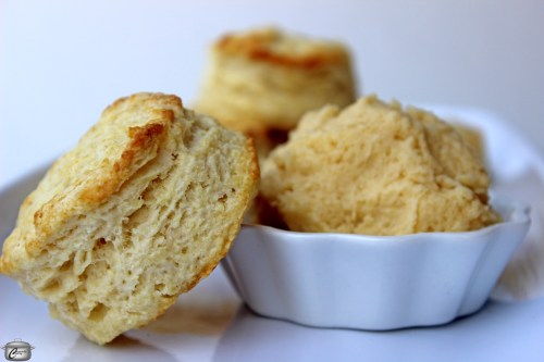 Baking powder biscuits with maple butter are a delicious treat.