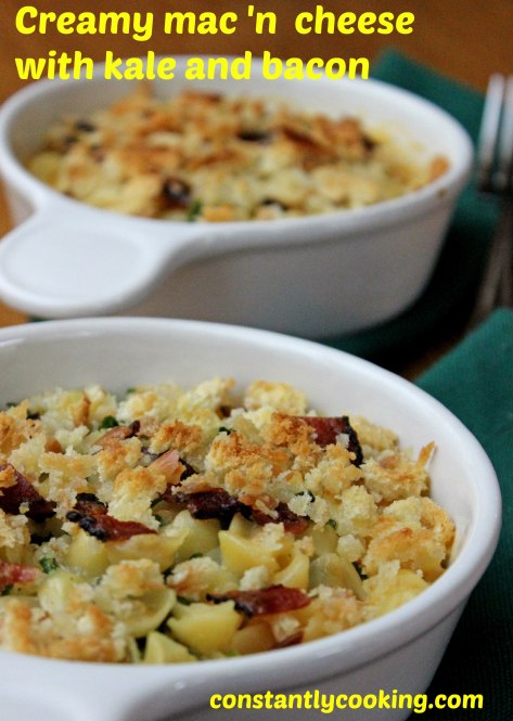 mac 'n cheese with kale and bacon