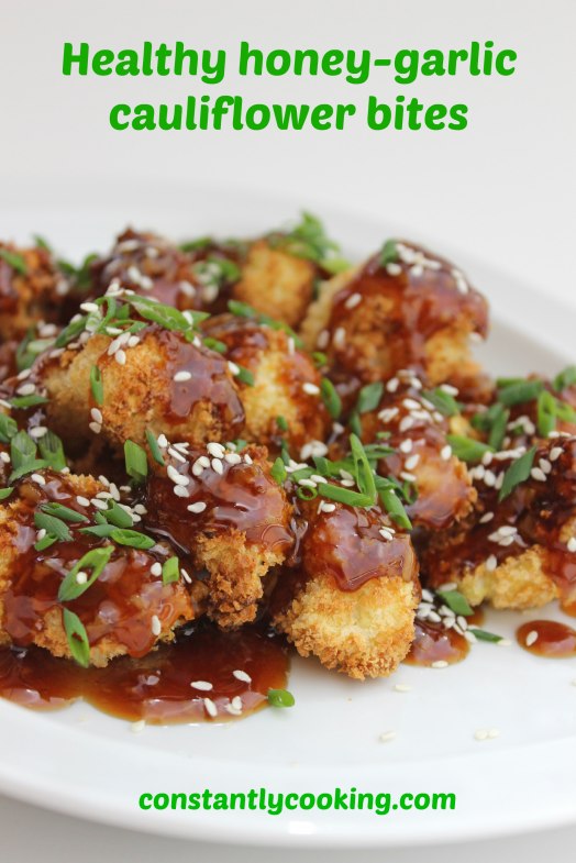 Healthy honey-garlic cauliflower bites