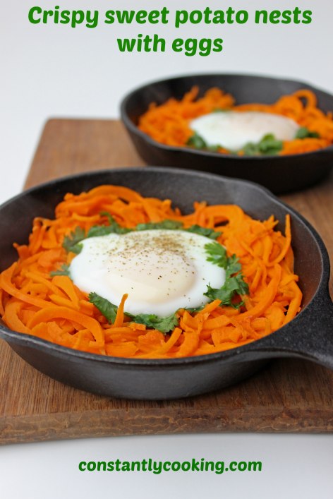 crispy sweet potato nests with eggs