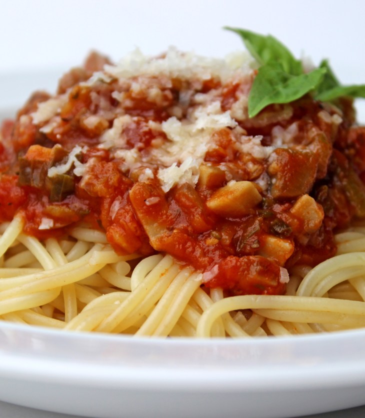 This plant powered pasta sauce is packed with lentils and loads of vegetables